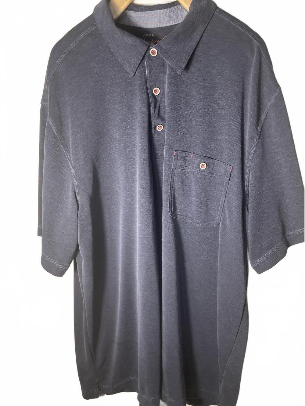 Original Weatherproof Vintage Men's XL Navy Blue Short Sleeve Pocket Polo Shirt